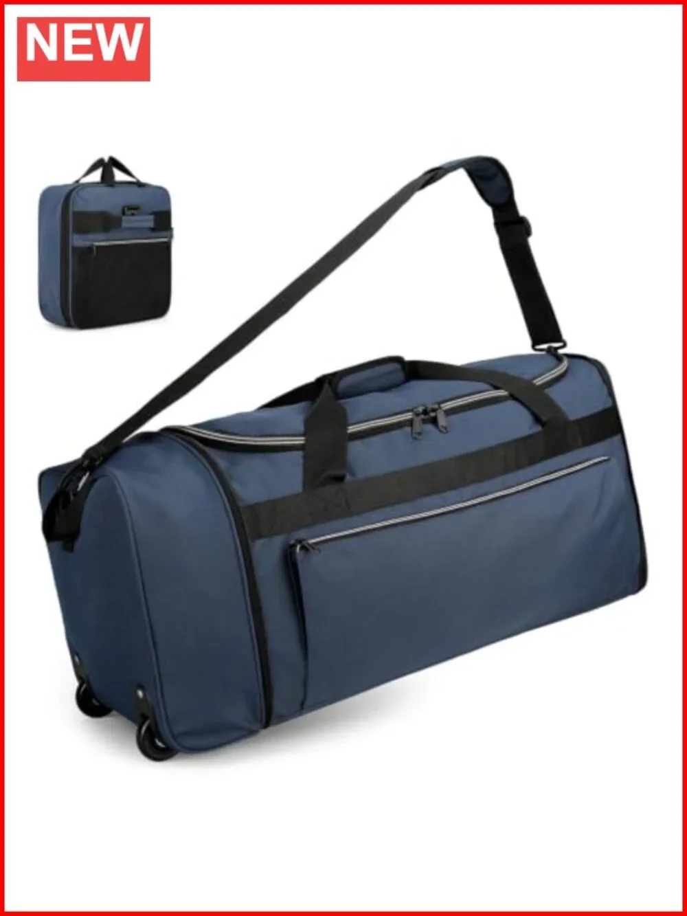 70L Foldable Rolling Duffle Bag with Wheels, Water Resistant Travel Duffel
